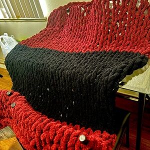 Hand knitted chenille Blaket
